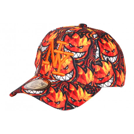 Casquette Enfant Orange Noire Originale Diablotins Fire 7 a 11 ans Casquette Enfant Hip Hop Honour