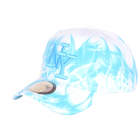 Casquette Enfant Bleue et Blanche Originale Fire NY Baseball 7 a 11 ans Casquette Enfant Hip Hop Honour