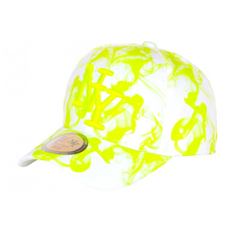 Casquette Enfant Jaune Fluo et Blanche Originale Smoky NY Baseball 7 a 11 ans Casquette Enfant Hip Hop Honour