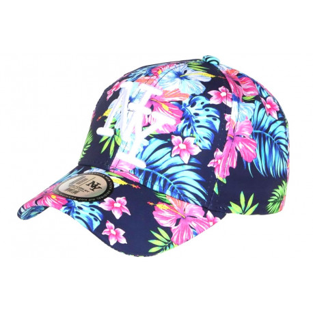 Casquette Enfant Bleue et Roses Fleurs Tropicales Exotiques Hawai 7 a 12 ans Casquette Enfant Hip Hop Honour