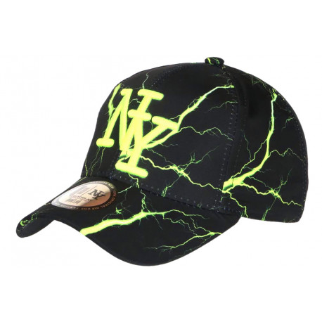 Casquette NY Jaune Fluo Noire Print Original Streetwear Baseball Eklyr CASQUETTES Hip Hop Honour