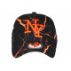 Casquette NY Orange Fluo Noire Look Original Streetwear Baseball Eklyr CASQUETTES Hip Hop Honour