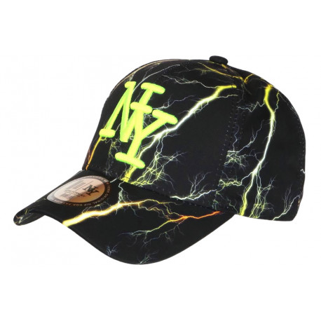 Casquette Enfant Jaune Fluo Noire Fashion Eklyr NY Baseball 7 a 12 ans Casquette Enfant Hip Hop Honour