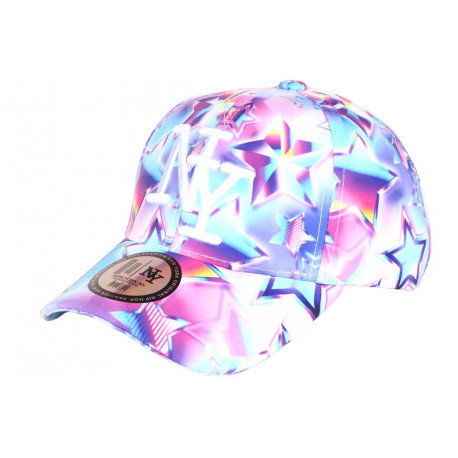 Casquette Enfant Etoiles Roses Bleues Fashion NY Baseball 7 a 12 ans Casquette Enfant Hip Hop Honour