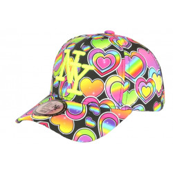 Casquette Enfant Jaune Fluo Rose Coeurs Tendance Fullhearts 7 a 12 ans Casquette Enfant Hip Hop Honour