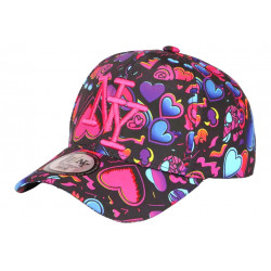 Casquette Enfant Rose et Bleue Coeurs Lovely NY Baseball 7 a 12 ans Casquette Enfant Hip Hop Honour