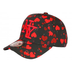 Casquette Enfant Coeurs Rouges Lovely NY Baseball 7 a 12 ans Casquette Enfant Hip Hop Honour