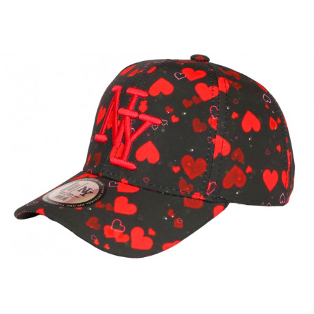 Casquette Enfant Coeurs Rouges Lovely NY Baseball 7 a 12 ans Casquette Enfant Hip Hop Honour