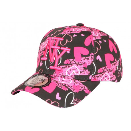 Casquette Enfant Coeurs Rose Noire Lovely NY Baseball 7 a 12 ans Casquette Enfant Hip Hop Honour