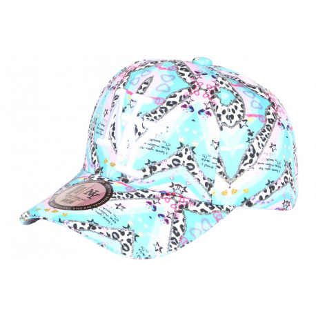 Casquette Enfant Bleue Rose Originale Coeurs Panthero 7 a 12 ans Casquette Enfant Hip Hop Honour