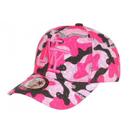 Casquette Enfant Rose Noire Glitterly NY Baseball 7 a 12 ans Casquette Enfant Hip Hop Honour