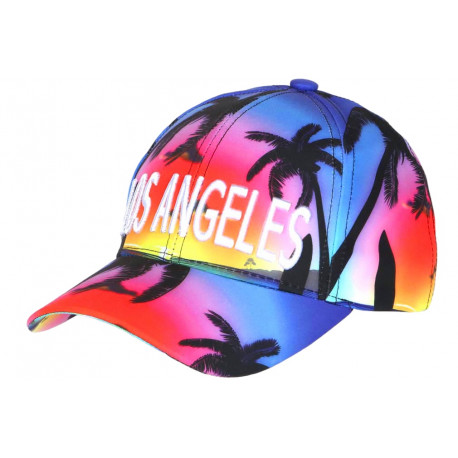 Casquette Los Angeles Bleue et Rouge Palmiers Tropical Sunrise Baseball CASQUETTES Hip Hop Honour