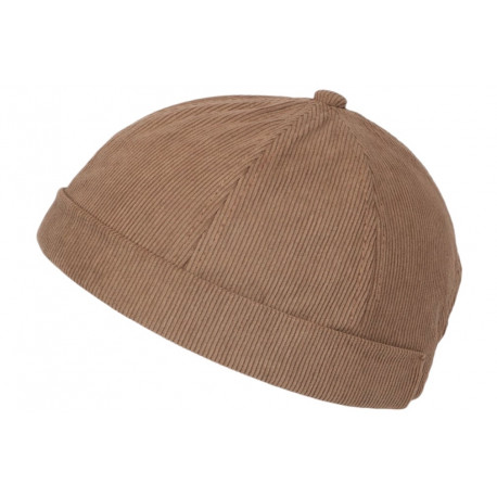 Bonnet Docker Marron en Velours Look Marin Miki Kerouak BONNETS Nyls Création