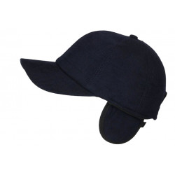 Casquette Cache Oreille Bleue Marine Velours Doublure Polaire Seyson CASQUETTES Nyls Création