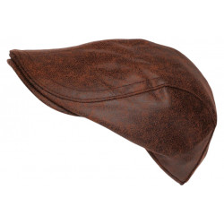 Beret Casquette Cuir Marron Havane Suedine Ajustable Kylro CASQUETTES Nyls Création