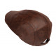 Beret Casquette Cuir Marron Havane Suedine Ajustable Kylro CASQUETTES Nyls Création