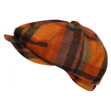 Beret Casquette Gavroche Orange et Grise en Laine Charly CASQUETTES Nyls Création