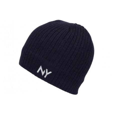 Bonnet NY Bleu Marine en laine Look Streetwear Fashion Yrkton BONNETS Nyls Création