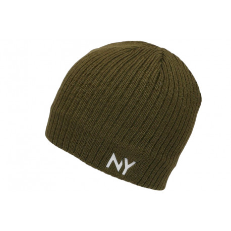 Bonnet NY Vert Kaki en laine Look Streetwear Fashion Yrkton BONNETS Nyls Création