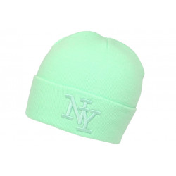 Bonnet New York Vert Pastel en Laine Tendance et Chaude Nevy BONNETS Hip Hop Honour