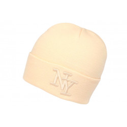 Bonnet New York Beige en Laine Tendance et Chaude Nevy BONNETS Hip Hop Honour