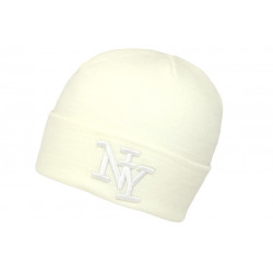 Bonnet New York Blanc en Laine Tendance et Chaude Nevy BONNETS Hip Hop Honour