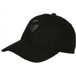 Casquette Couronnne Noire et Doree Strass Coeur en Daim Corona CASQUETTES Hip Hop Honour