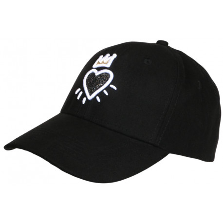 Casquette Couronne Blanche et Noire Strass Coeur en Daim Corona CASQUETTES Hip Hop Honour