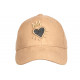 Casquette Couronne Beige et Doree Strass Coeur en Daim Corona CASQUETTES Hip Hop Honour