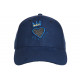 Casquette Couronne Bleue et Doree Strass Coeur en Daim Corona CASQUETTES Hip Hop Honour