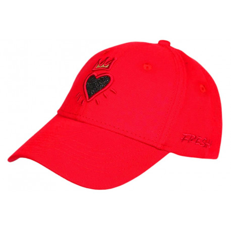 Casquette Coeur Rouge et Doree Couronne Glitter en Coton Krone CASQUETTES Hip Hop Honour