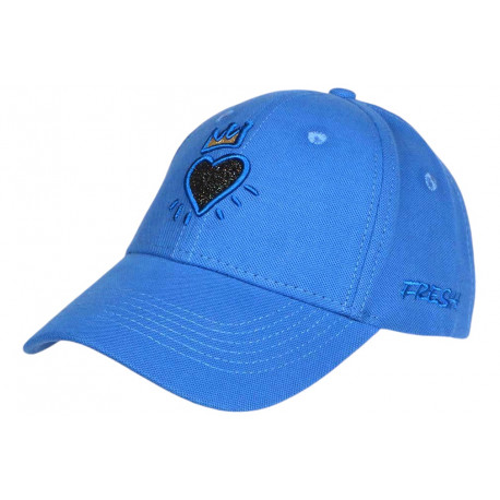 Casquette Coeur Bleu Roi et Doree Couronne Glitter en Coton Krone CASQUETTES Hip Hop Honour