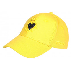 Casquette Coeur Jaune Citron et Doree Couronne Glitter en Coton Krone CASQUETTES Hip Hop Honour