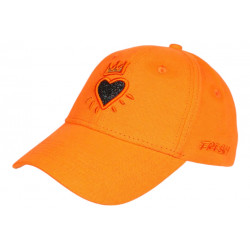 Casquette Coeur Orange et Doree Couronne Glitter en Coton Krone CASQUETTES Hip Hop Honour