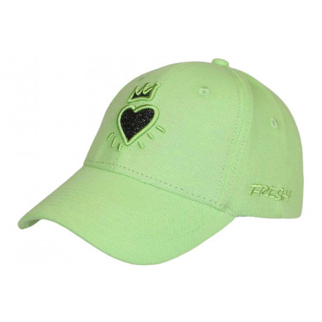 Casquette Coeur Vert Anis Couronne Argent Glitter en Coton Krone CASQUETTES Hip Hop Honour