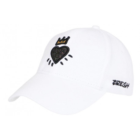 Casquette Coeur Blanche et Noire Couronne Argent Glitter Krone CASQUETTES Hip Hop Honour