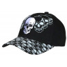 Casquette Tete de Mort et Cranes Noire et Blanche Biker Baseball Motard