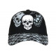 Casquette Tete de Mort et Cranes Noire et Blanche Biker Baseball Motard CASQUETTES Nyls Création