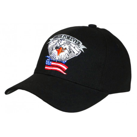 Casquette Aigle Noire et Blanche Design Drapeau USA Biker Baseball CASQUETTES Nyls Création