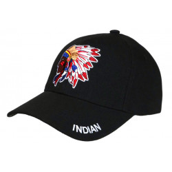 Casquette Indien Noire avec Coiffe Look USA Fashion Baseball CASQUETTES Nyls Création