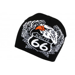 Bonnet Route 66 Aigle Blanc et Noir Look Hiver Biker BONNETS Nyls Création