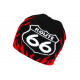 Bonnet Route 66 Rouge et Noir Flammes Look Hiver Biker BONNETS Nyls Création