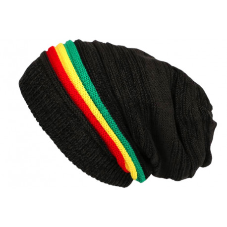 Bonnet rasta Gris Noir Long Fashion en Laine Jamaique BONNETS Nyls Création