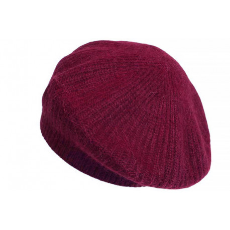 Bonnet Béret Angora Rouge en Laine Douce et Tendance Angela BONNETS Nyls Création