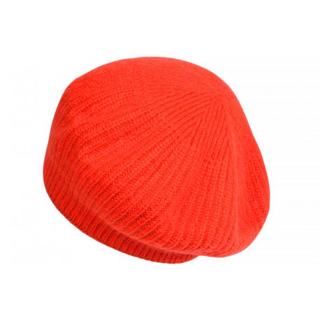 Bonnet Béret Angora Orange en Laine Douce et Tendance Angela BONNETS Nyls Création