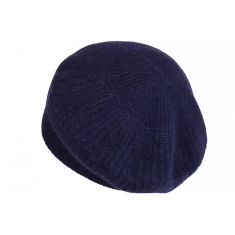 Bonnet Béret Angora Bleu Marine en Laine Douce et Tendance Angela BONNETS Nyls Création