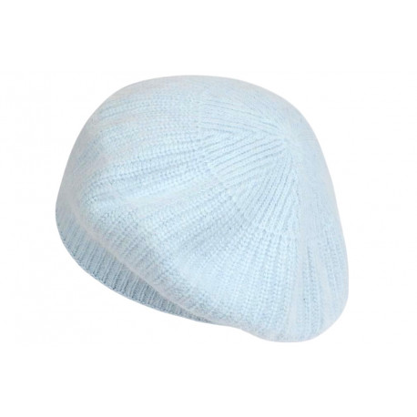 Bonnet Béret Angora Bleu Ciel en Laine Douce et Tendance Angela BONNETS Nyls Création