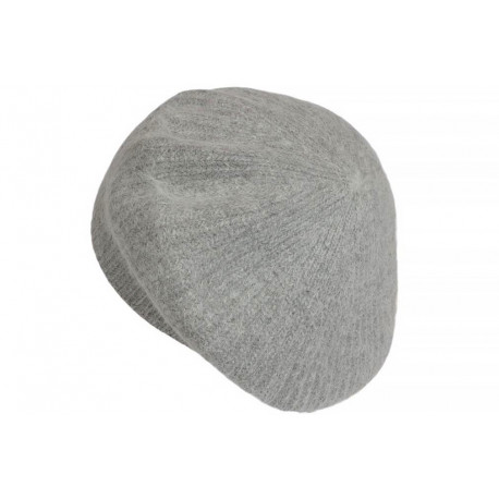 Bonnet Béret Angora Gris Fonce en Laine Douce et Tendance Angela BONNETS Nyls Création