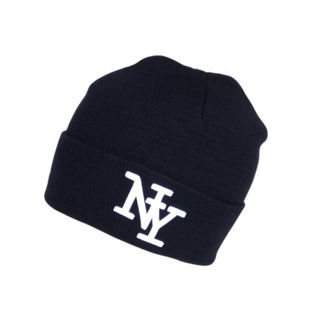 Bonnet New York Bleu et Blanc en Laine Tendance et Chaude Nevy BONNETS Hip Hop Honour