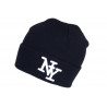 Bonnet New York Bleu et Blanc en Laine Tendance et Chaude Nevy